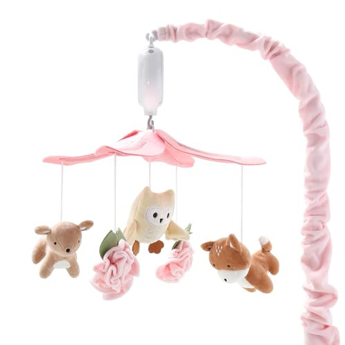The Peanutshell Crib Mobile for Girls - Pink and White Musical Baby Crib Mobile with 12 Lullabies, Forest Baby Little Forest Nursery Decor | Amazon (US)