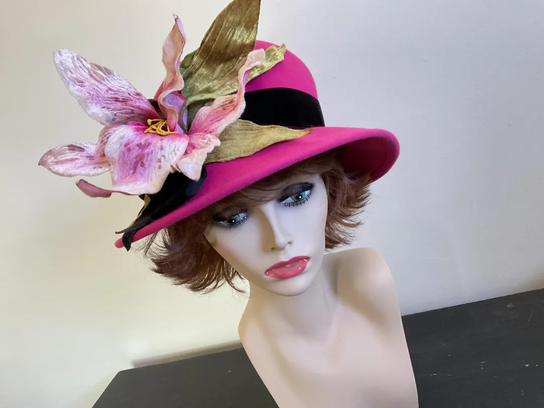 Vintage Gabriel Amar for Frank Olive Pink Wool Bucket Hat, Floral Lily - Etsy | Etsy (US)