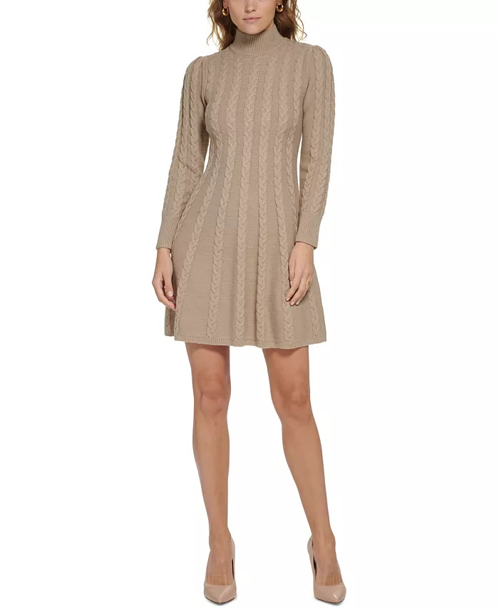 Women's Cable-Knit Mock-Neck Sweater Dress | Macys (US)