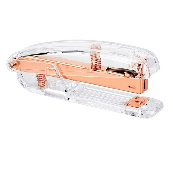 Zodaca Clear/ Rose Gold Deluxe Design Acrylic Stapler with 15 Sheets Capacity | Bed Bath & Beyond
