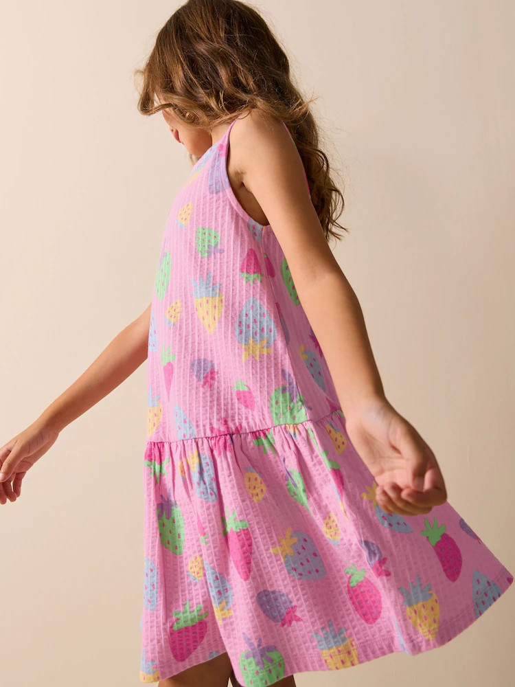 Pink Strawberries Sleeveless Jersey Dress (3-16yrs) | Next US