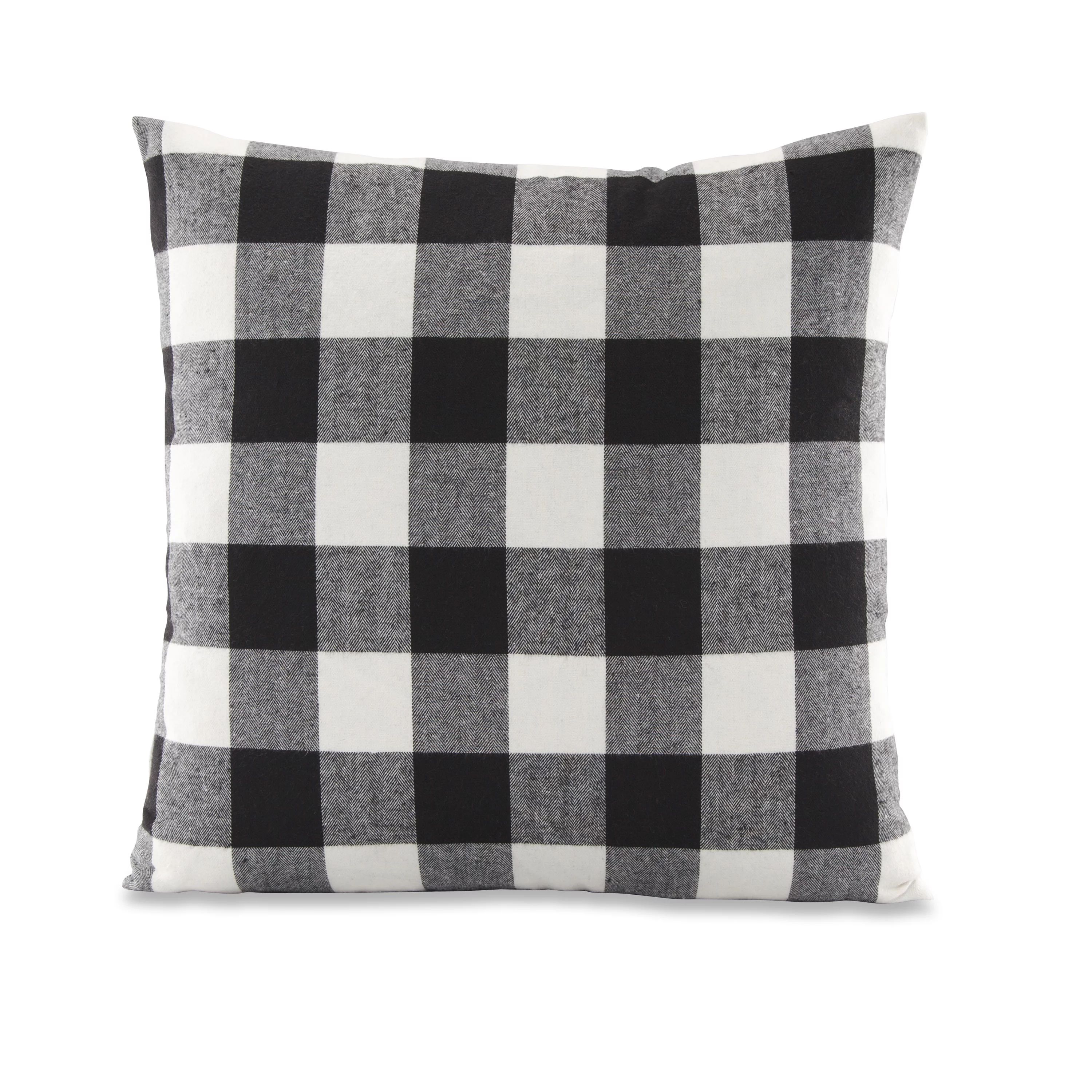 Better Homes & Gardens Feather Filled Buffalo Plaid Square Decorative Throw Pillow, 18" x 18", Bl... | Walmart (US)
