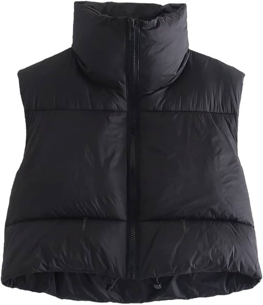 Flygo Women's Cropped Puffer Vest Zip Up Stand Collar Sleeveless Padded Bubble Vest | Amazon (US)