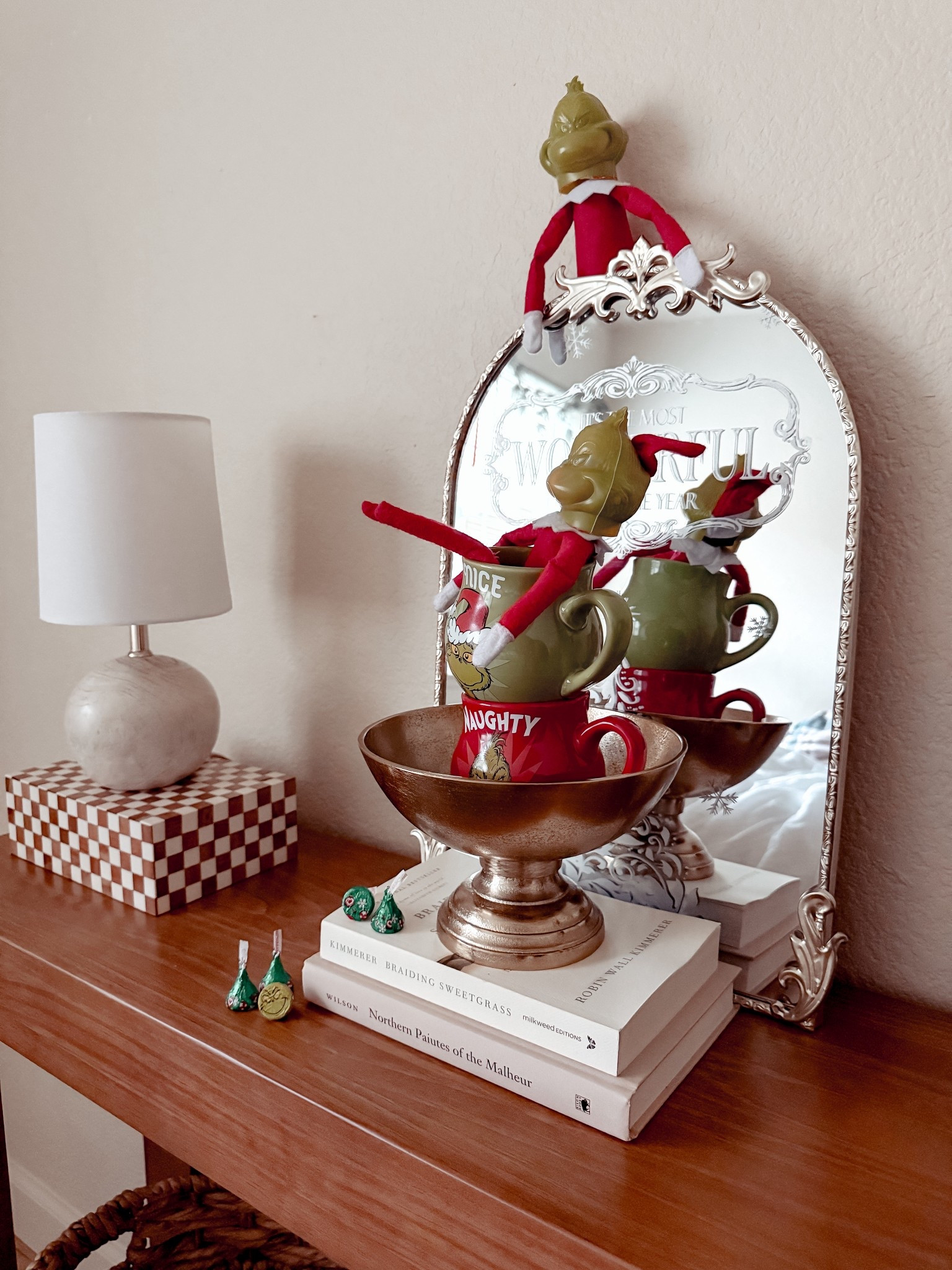 { elf on the shelf idea ❥

merry grinchmas! 

Holiday Magic . Brown Elf On the Shelf . Grinch Hershey’s Kisses . Christmas Candy } 

#LTKKids #LTKmomlife #LTKHoliday