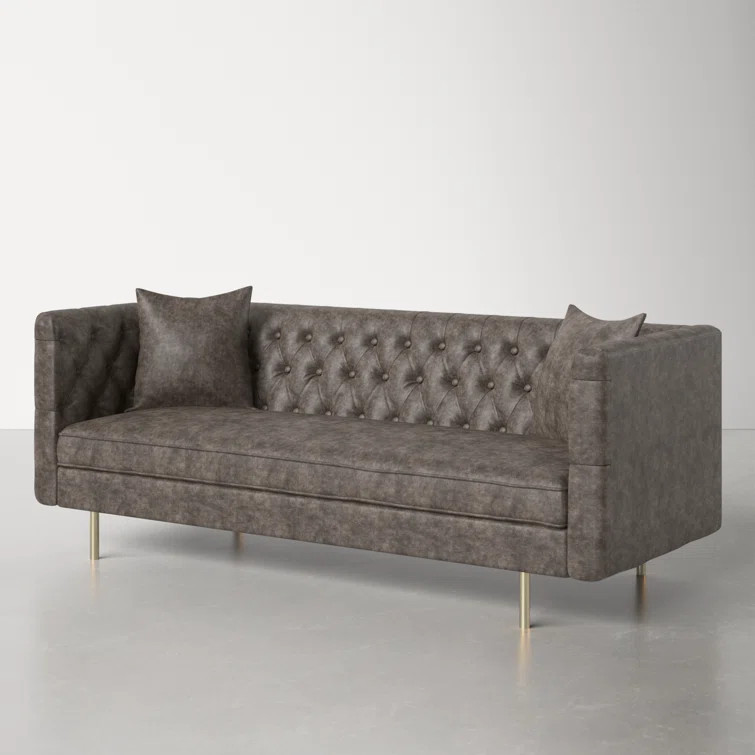 Jenkin 79'' Faux Leather Rolled Arm Chesterfield Sofa | Wayfair North America