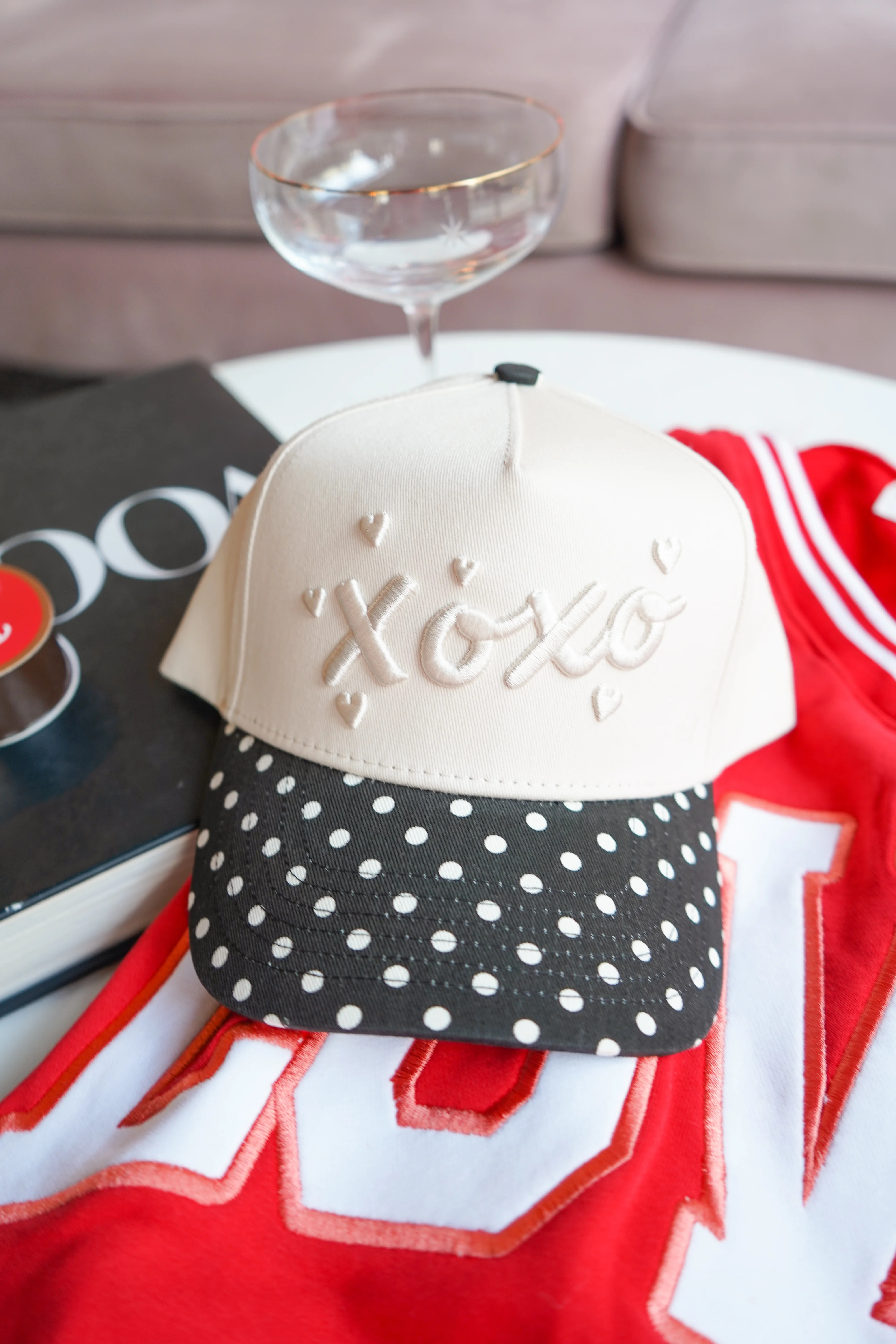 Xoxo - Black Polka Dot Vintage Trucker Hat | KenzKustomz