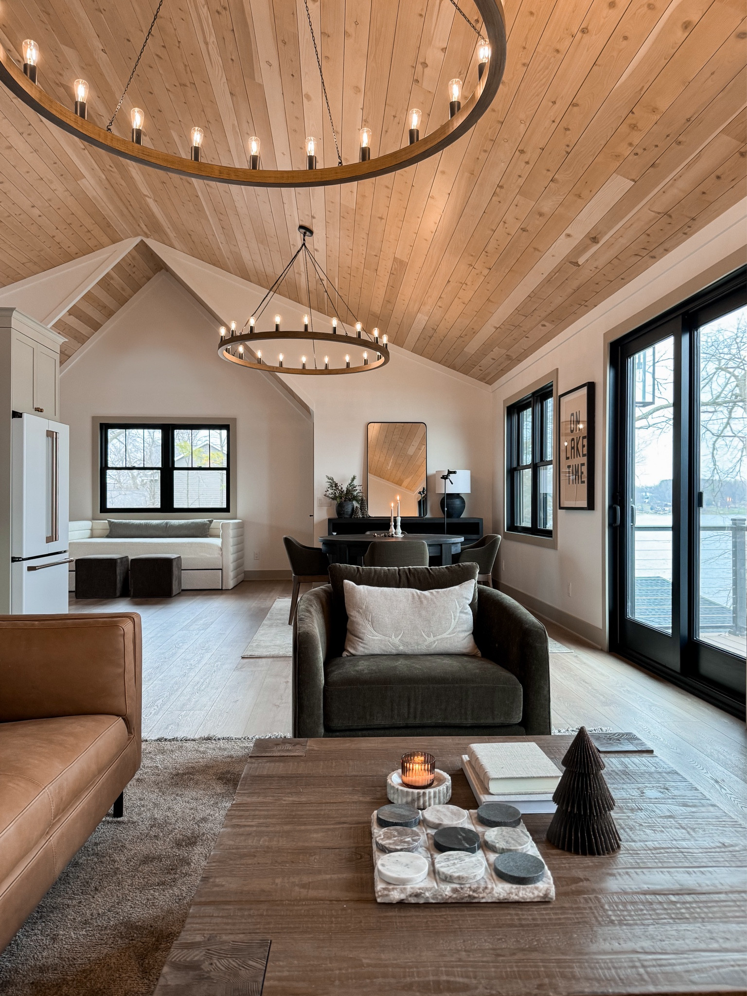 Guest house rustic modern living room. I was afraid these lights were to big but once the furniture was put in place they were perfect! 

#LTKHoliday #LTKStyleTip #LTKHome