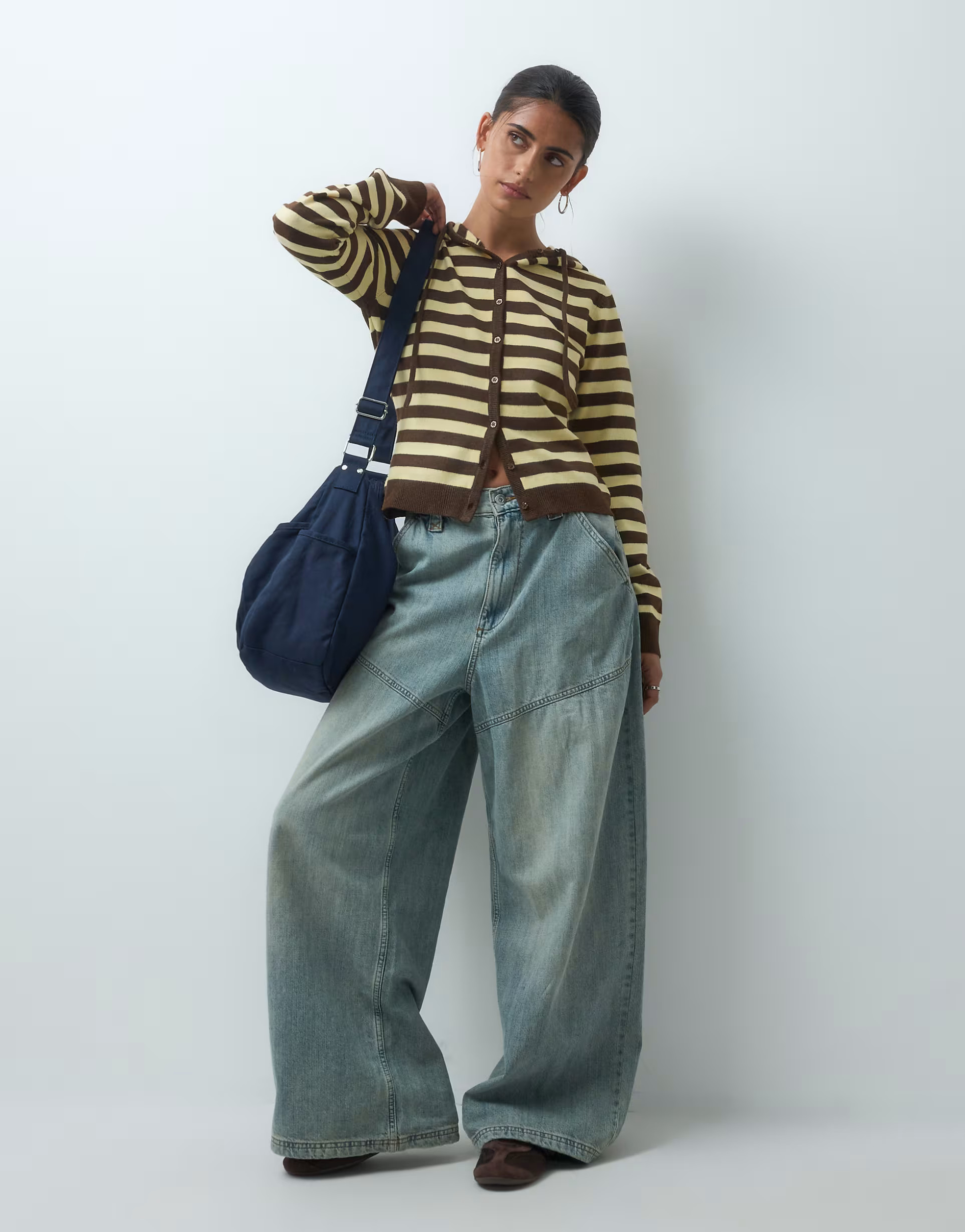 \u203a COLLUSION hooded knitted cardigan in brown stripe | ASOS (Global)