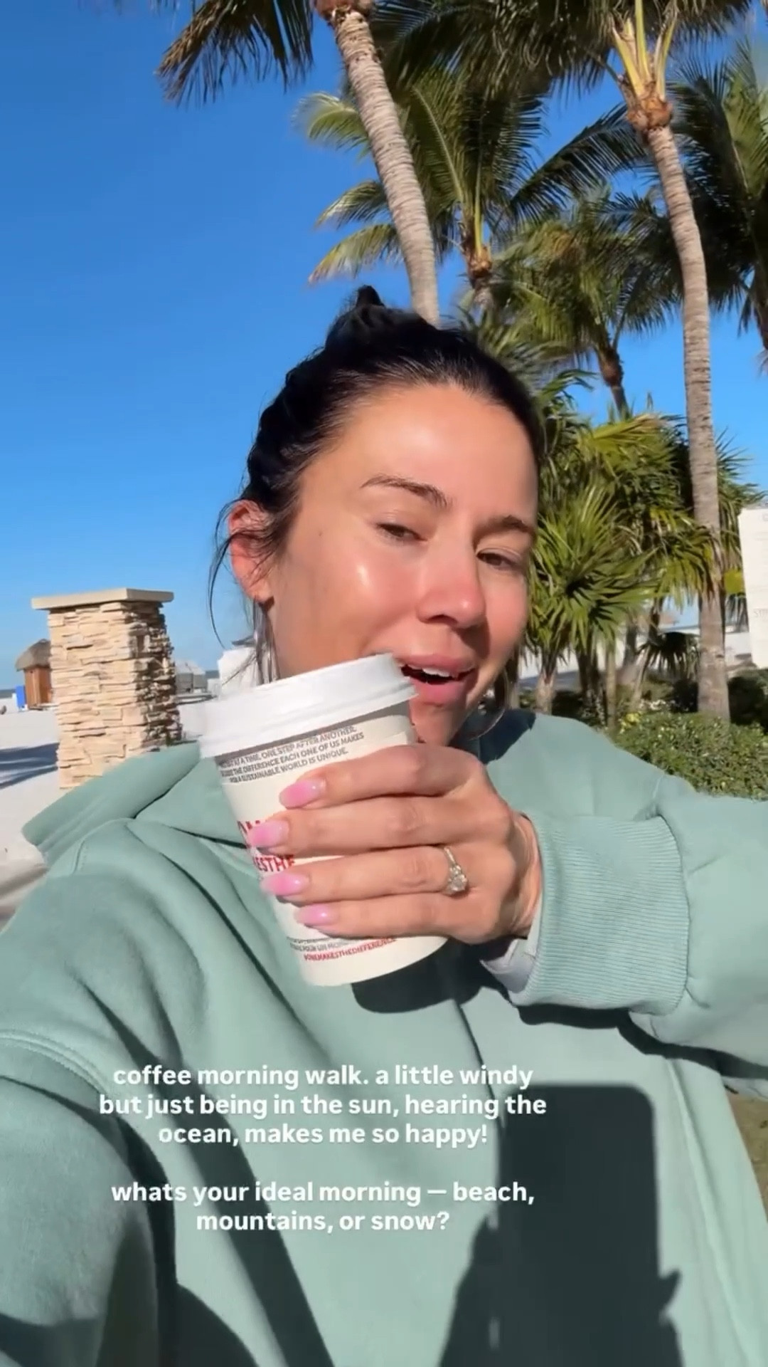 coffee morning walk. a little windy but just being in the sun, hearing the ocean, makes me so happy! 

whats your ideal morning — beach, mountains, or snow?

Love this hoodie from @amazon @amazonfashion

#LTKSeasonal #LTKootd #LTKdayinmylife