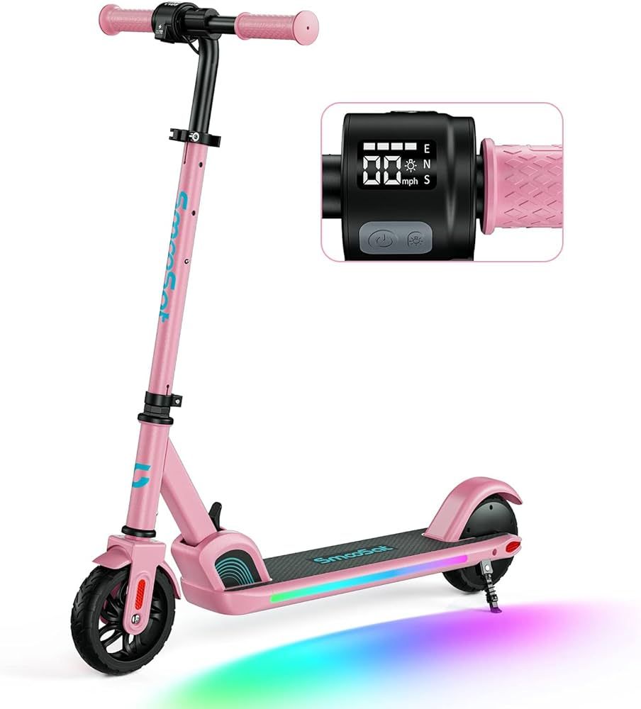 SmooSat PRO Electric Scooter for Kids Ages 8+, Colorful Rainbow Lights, 5/8/10 MPH, 60 min Ride T... | Amazon (US)
