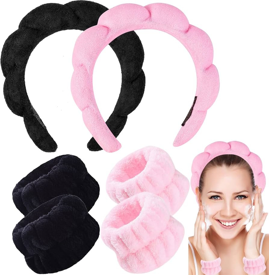 Women Spa Headbands for Washing Face, 2 Skincare Headbands Makeup Headbands Spa Headband Face Was... | Amazon (US)