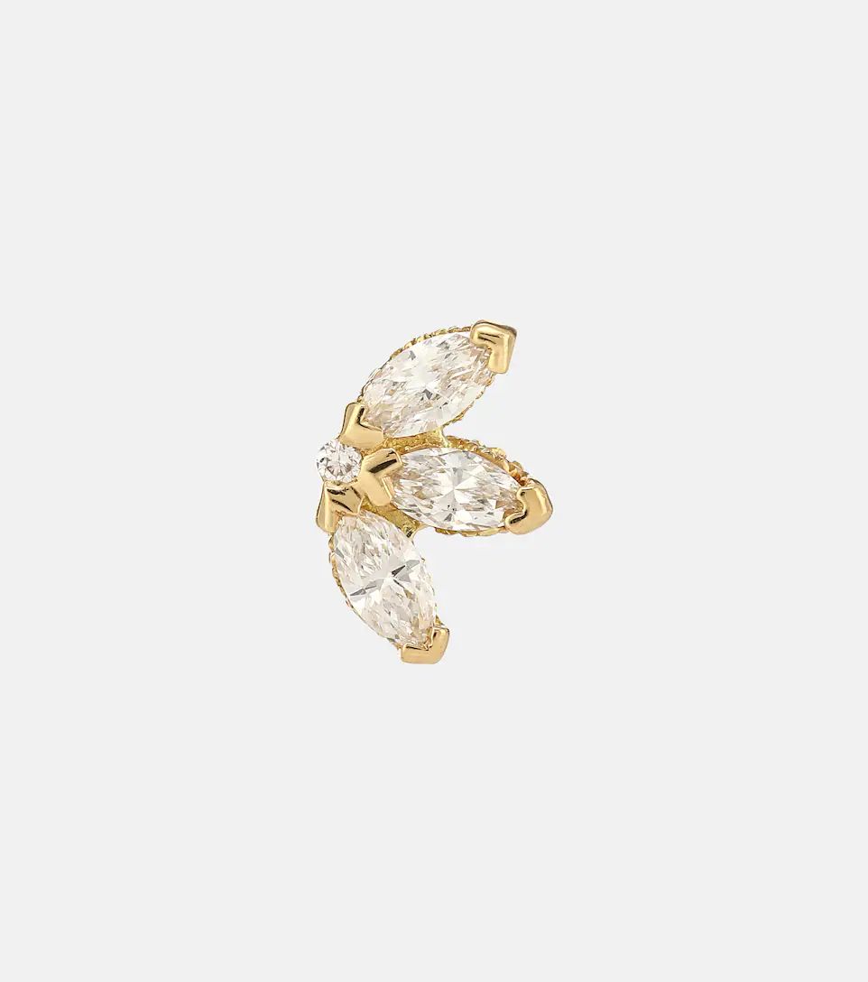 Lotus 18kt yellow gold single earring with diamonds | Mytheresa (UK)