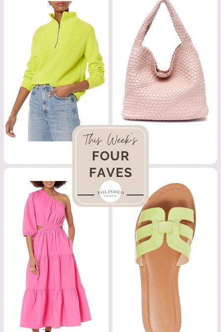My 4 faves this week! #limegreen #wovenbag #oneshoulderdress #pinkdress #sandals #founditonamazon

#LTKitbag #LTKunder100 #LTKunder50