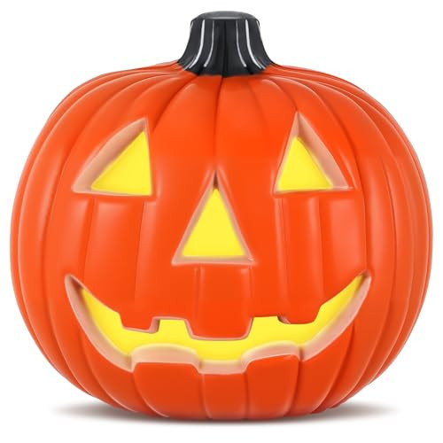 MAELSTROM Halloween Pumpkin Lights Jack O Lanterns Vintage Halloween Decorations Classic Plastic Pumpkin Statue Light Up Table Decor for Home Office Haunt House Party Decorations (A) | Amazon (US)