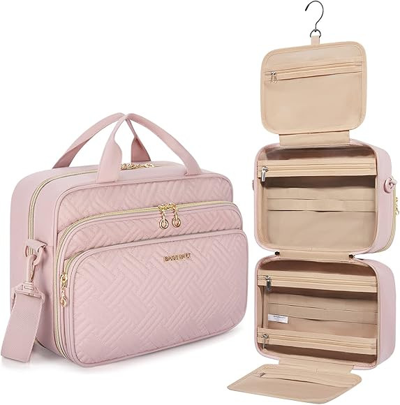 Toiletry Bag, BAGSMART Travel Toiletry Bag for Women, Water-resistant Cosmetic Makeup Bag, Large Cap | Amazon (US)