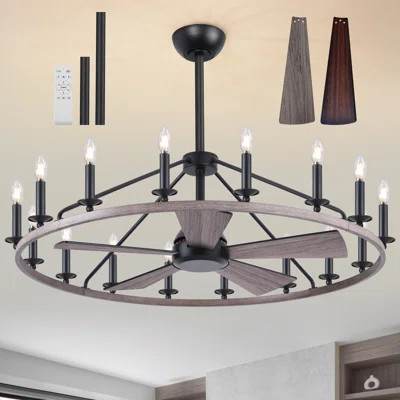 41-Inch Wagon Wheel Chandelier Fan | Wayfair North America