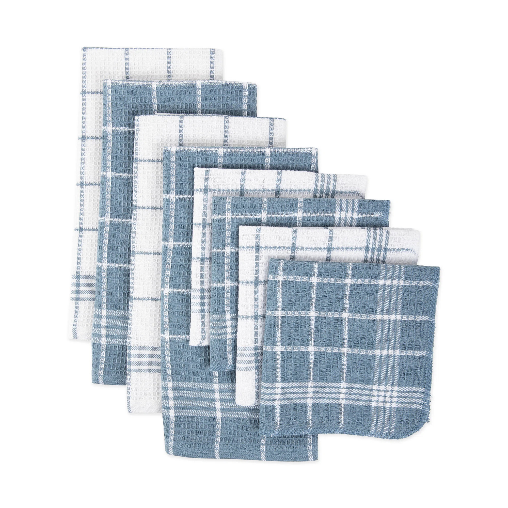 Cotton Checkered Waffle Kitchen Towel Linen Set (Set of 8) | Wayfair North America