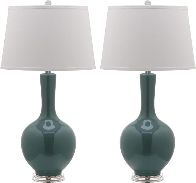 Amazon.com: Safavieh Lighting Collection Blanche Gourd Teal and White Table Lamp, Set of 2 : Tool... | Amazon (US)