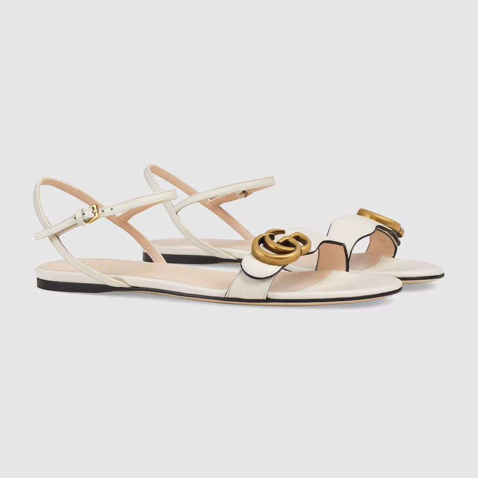 Leather sandal with Double G | Gucci (CA)