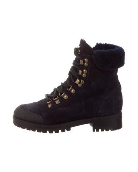 Mr & Mrs Italy Suede Hiking Boots Navy | The RealReal