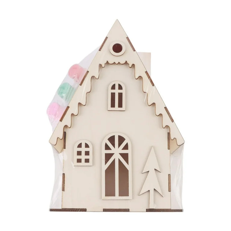LED Light Up House and Paint Kit, 6.4 x 10 x 3.7 Inch, Wooden Decoration, Unisex,Christmas - Walm... | Walmart (US)