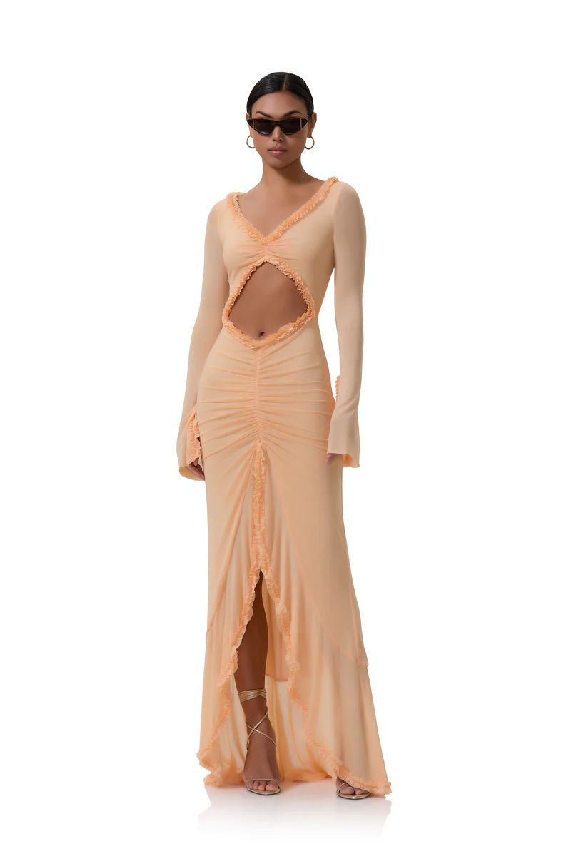 Cat Micro Ruffle Maxi - Peach Fuzz | ShopAFRM