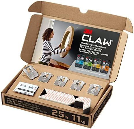 3M CLAW Drywall Picture Hanger with Temporary Spot Marker, Holds 25 lbs, 5 Hangers, 5 Markers/Pack | Amazon (US)