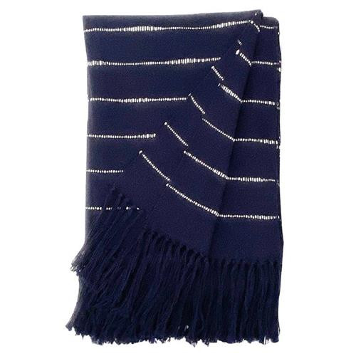 Catavento Pampa Coastal Blue Cotton Handwoven Throw Blanket | Kathy Kuo Home
