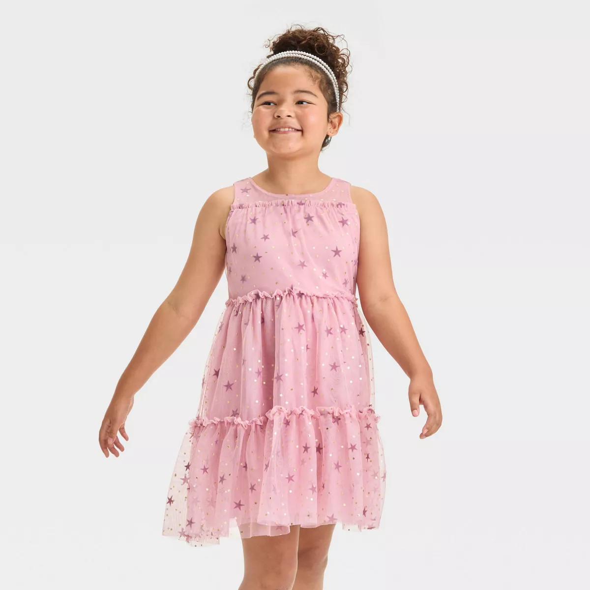 Girls' Sleeveless 'Star' Tulle Dress - Cat & Jack™ Dusty Pink | Target