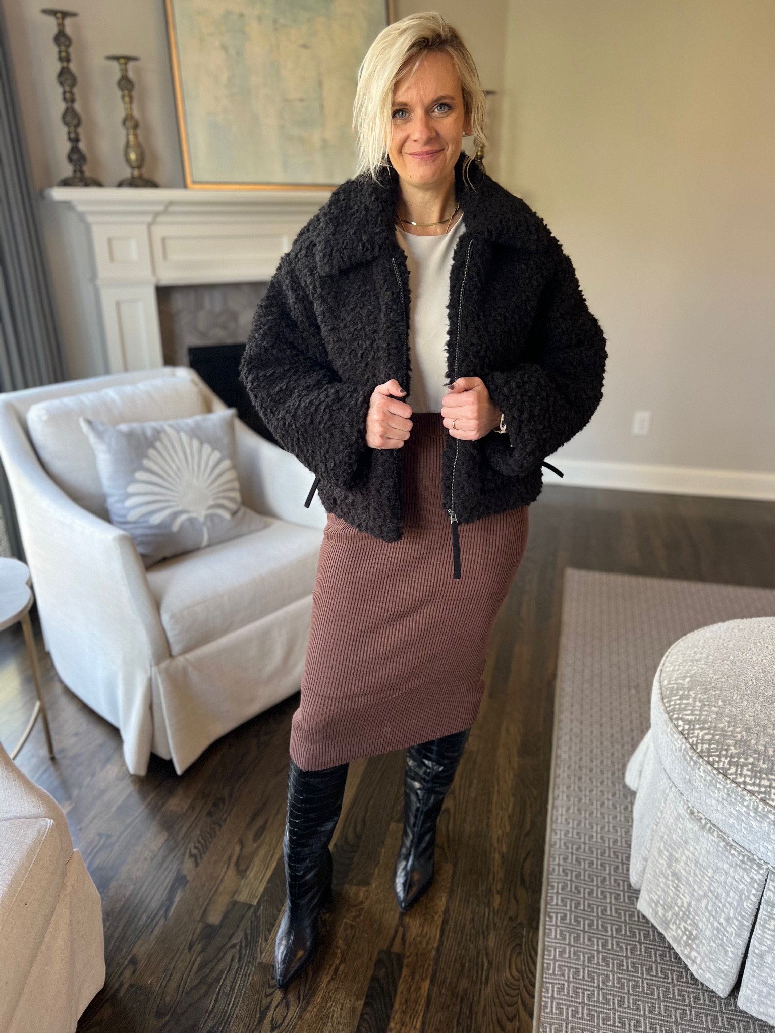 How to wear a midi skirt this winter 🙌🏻

#LTKstyletip #LTKshoecrush #LTKSeasonal