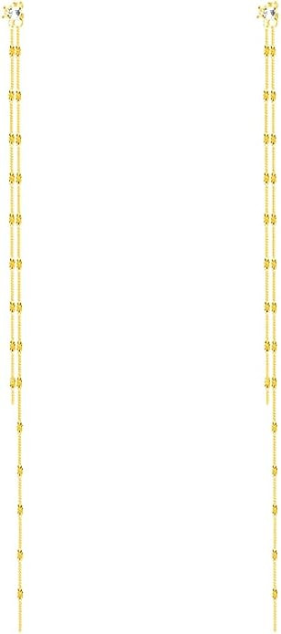 SLUYNZ Solid 925 Sterling Silver 6.3inch Long Chain Earrings Dangle for Women Teens Wedding Dangl... | Amazon (US)