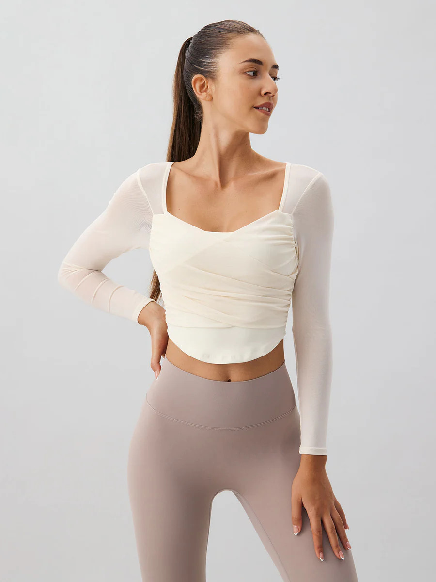 Ivory Backless Long Sleeve Top & Reviews - Ivory - Sustainable Yoga Tops | BERLOOK | BERLOOK