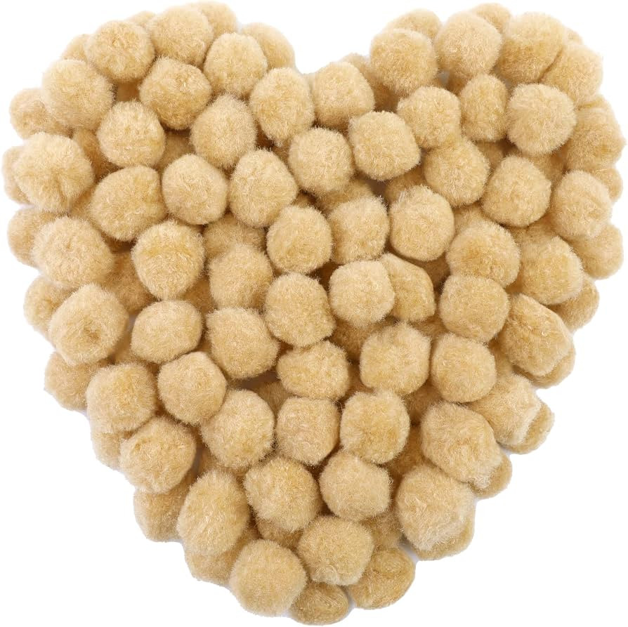MORFEN 150 Pcs Pom Poms, 1 Inch Bright Beige Craft Pom Poms, Fuzzy Pompom Puff Balls, Small Pom P... | Amazon (US)