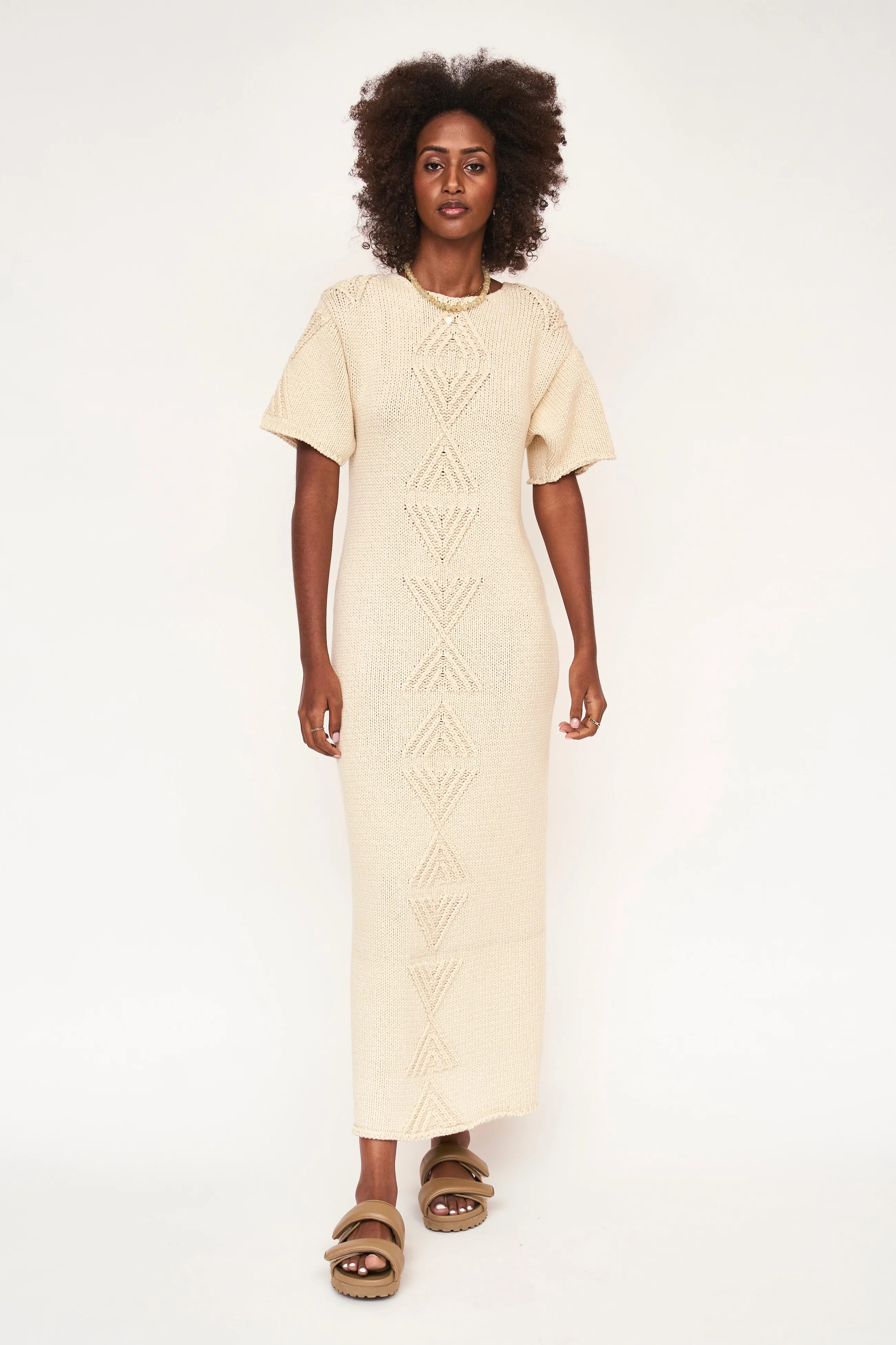 Osaka Long Knit Dress in Bone - MIRTH | MIRTH