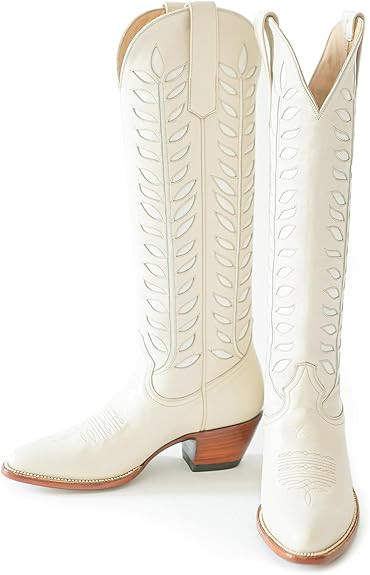 Yishaweiqi Embroidered Cowboy Boots for Women Almond Round Toe Chunky Heel Cowgirl Boots Pull On ... | Amazon (US)