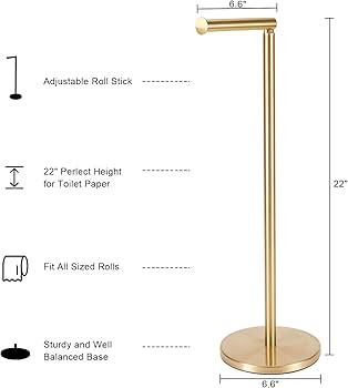 Toilet Paper Holder Stand, Bathroom Toilet Paper Stainless Steel Pedestal Tissue Roll Holder, Fre... | Amazon (US)