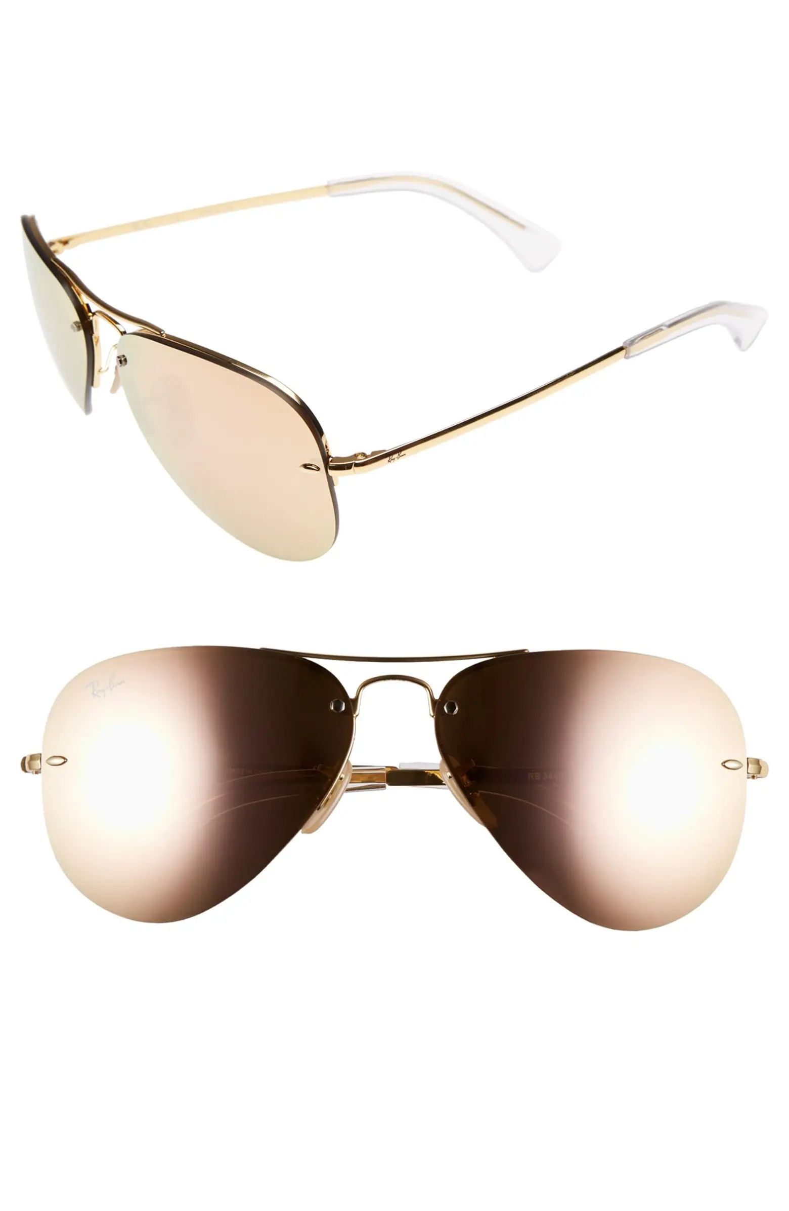 Highstreet 59mm Semi Rimless Aviator Sunglasses | Nordstrom