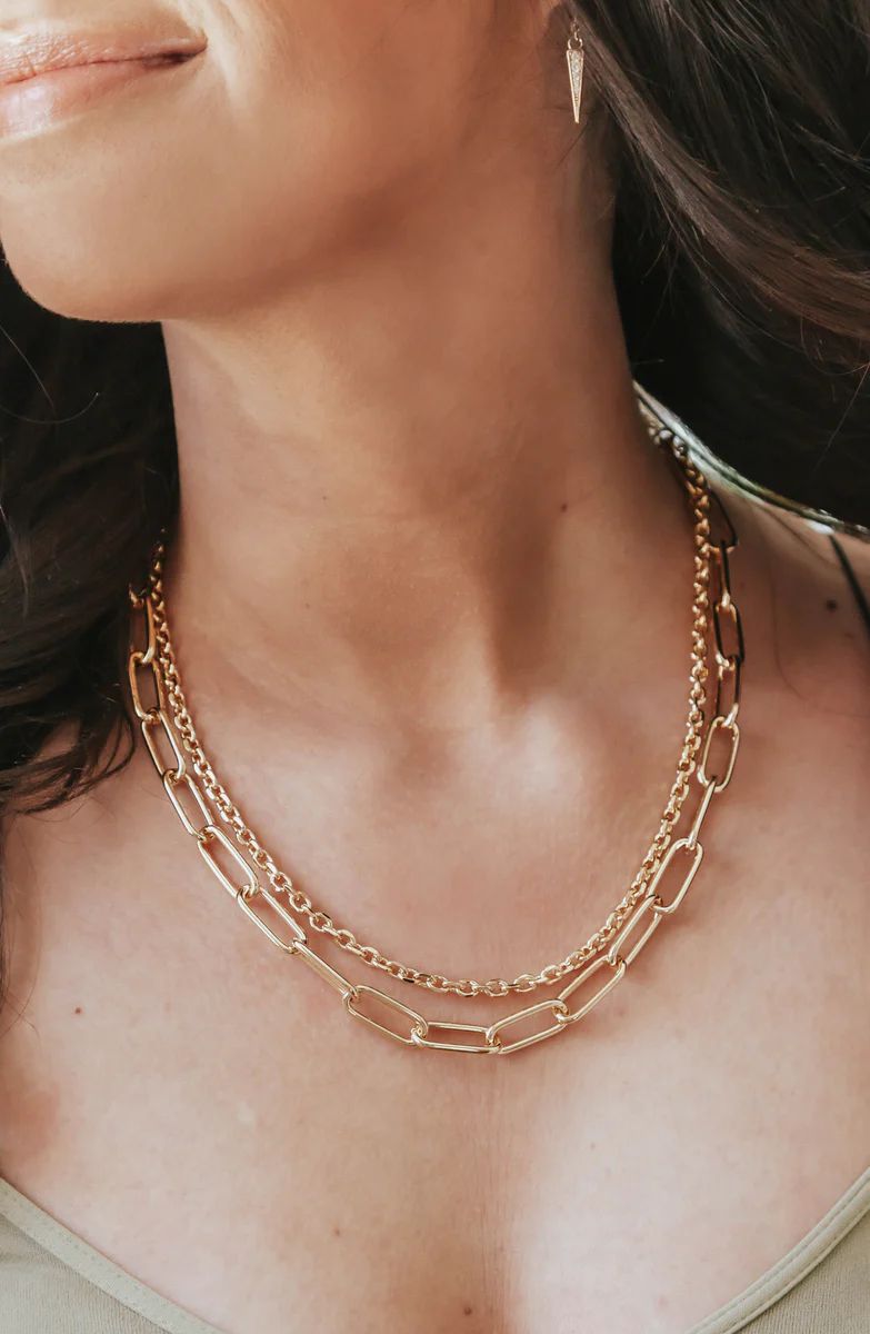 Double Up Gold Link Double Chain Necklace | Apricot Lane Boutique