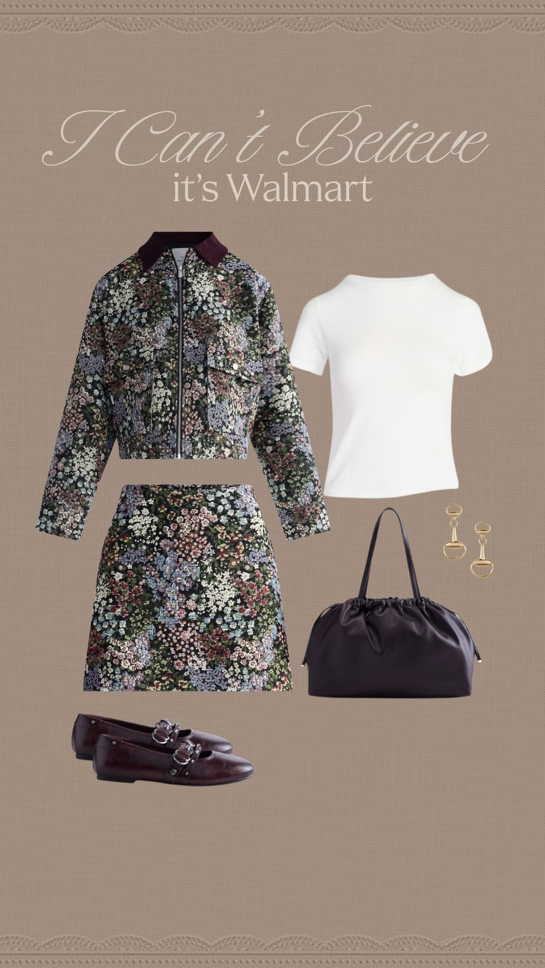Walmart has officially entered its luxe fall era! ✨ This floral matching set looks designer for less, styled with rich burgundy accessories.

#walmartfashion #freeassembly #walmartfinds #fallfashion #falloutfit #affordablestyle #designerlookforless #burgundystyle #matchingstyle

#LTKootd #LTKSeasonal #LTKxWalmart