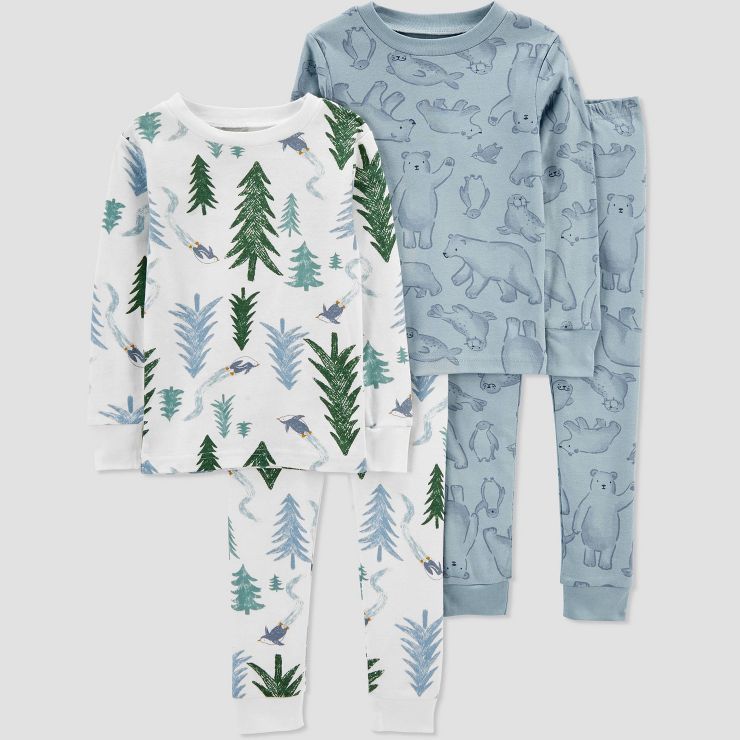 Carter's Just One You® Toddler Boys' 4pc Artic Scenic Print Pajama Set - White/Blue | Target