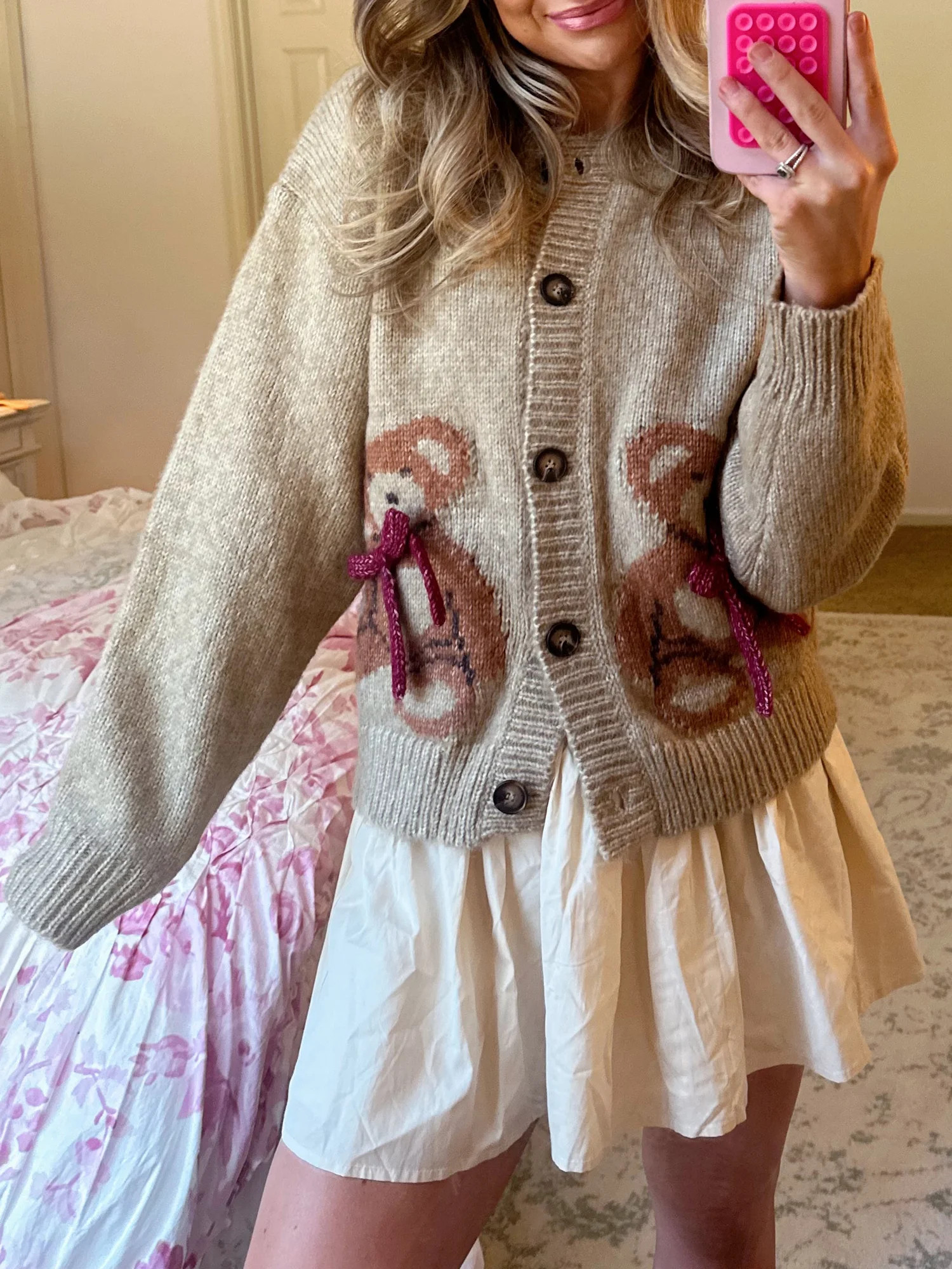 Women's Cute Bear Sweater Cardigan Long Sleeve Round Neck Button Up Knit Jacket Coat Teen Girls W... | Walmart (US)