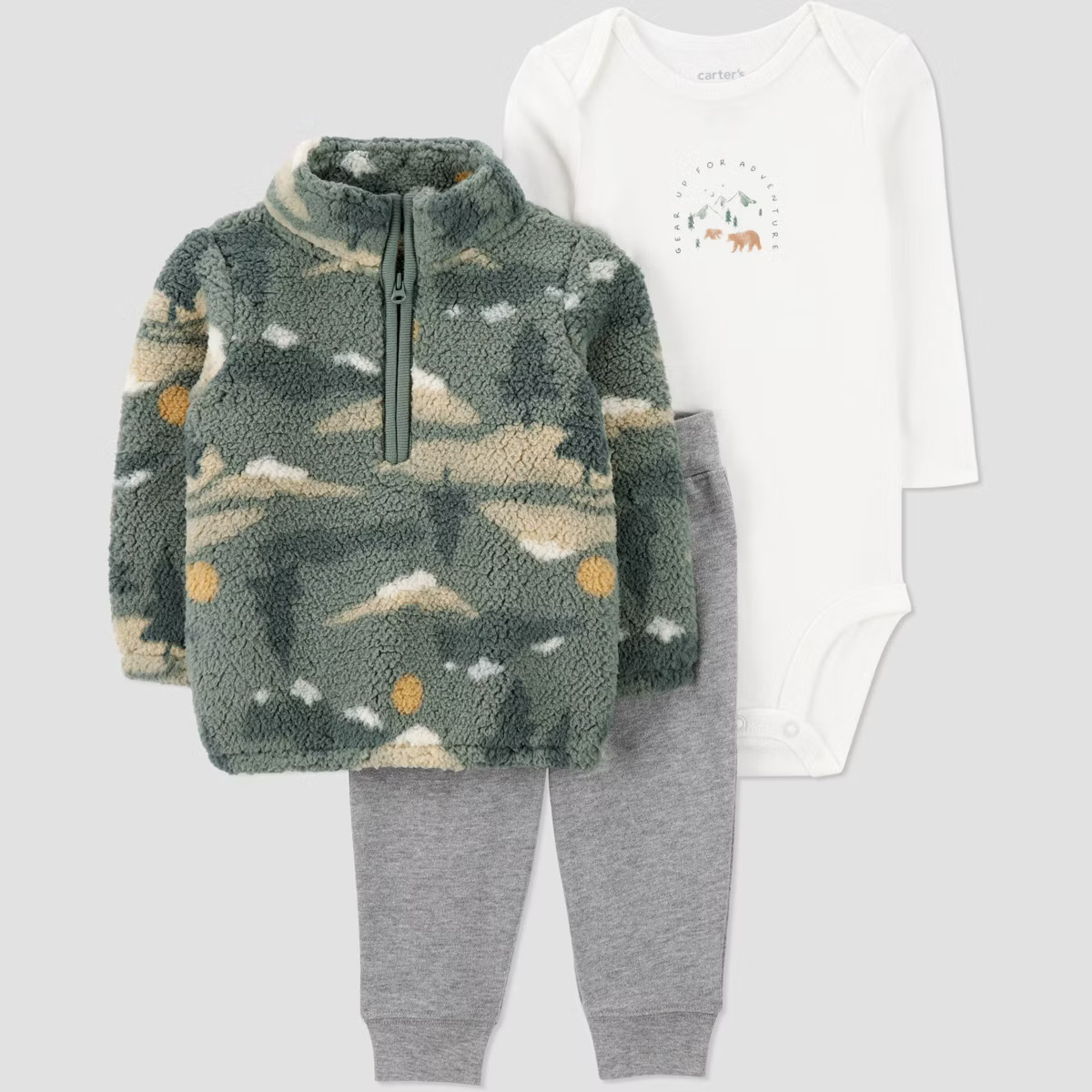 Carter's Just One You® Baby Boys' 3pc Camo Sweatshirt with Long Sleeve Bodysuit and Jogger Pants... | Target