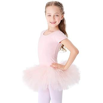 MdnMd Short Sleeve Glitter Dance Ballet Tutu Leotard Ballerina Outfit for Girls Toddler | Amazon (US)