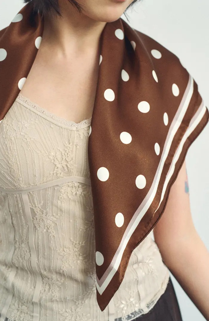 Retro Polka Dot Silk Square Bandana | Nordstrom