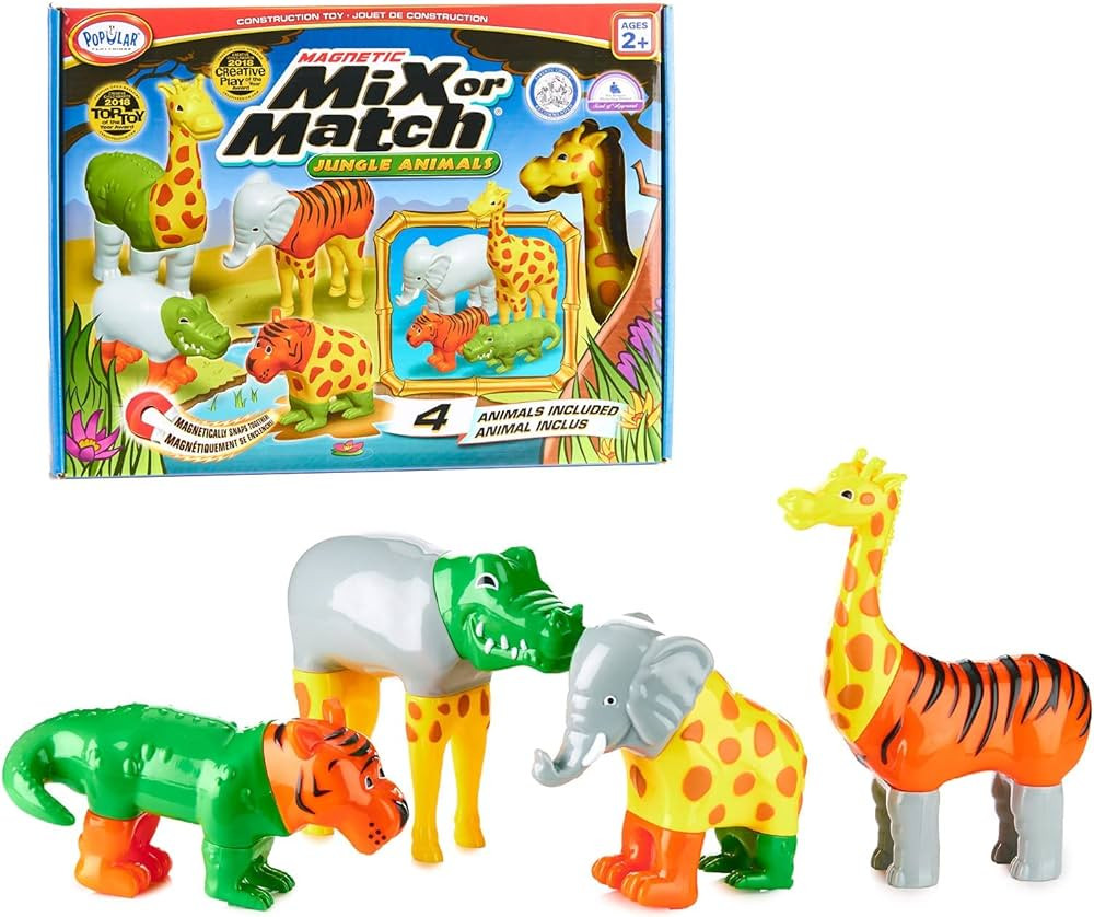 Magnetic Mix or Match Jungle Animals Toy Play Set, 16 Pieces | Amazon (US)
