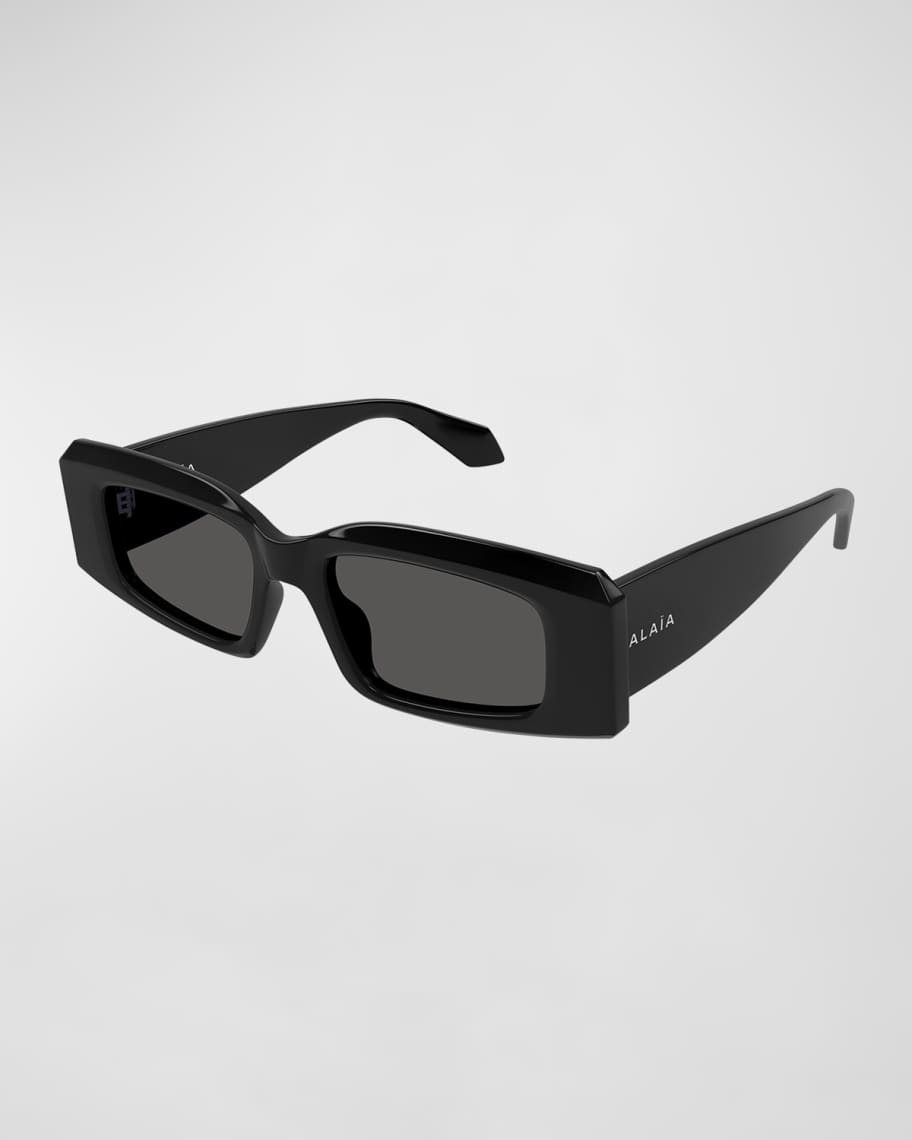 ALAIA Beveled Acetate Rectangle Sunglasses | Neiman Marcus