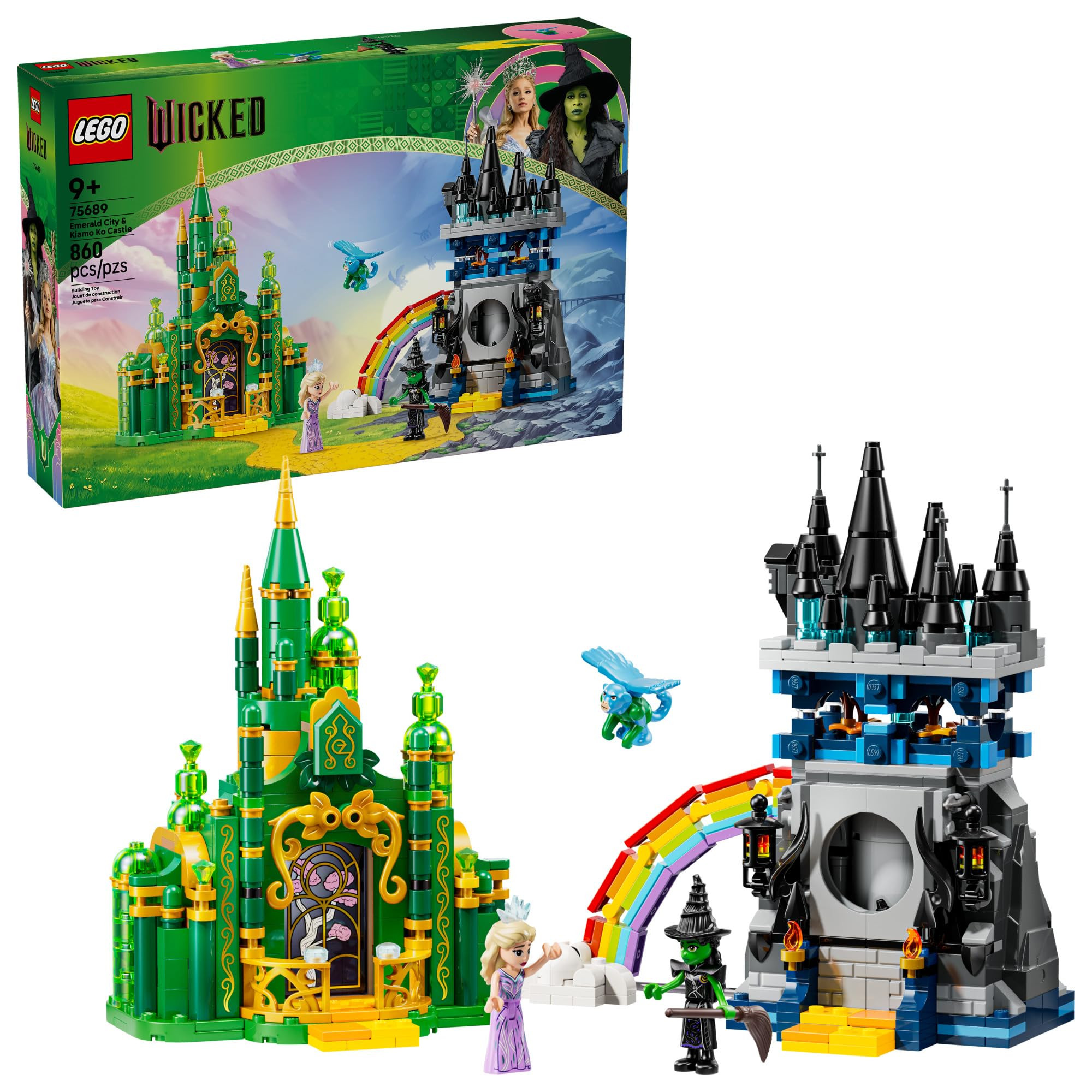 LEGO Wicked Emerald City & Kiamo Ko Castle Building Toy - Elphaba & Glinda Toy Figures, 2 Buildab... | Amazon (US)