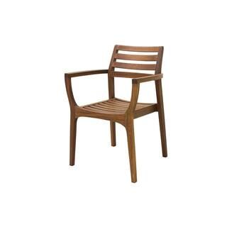 Outdoor Interiors Danish Stackable Eucalyptus Outdoor Dining Chair (4-Pack) 20420 - The Home Depo... | The Home Depot