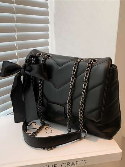 Chevron Bow Decor Chain Shoulder Bag SKU: sw2107071226439193(500+ Reviews)$15.30$14.54Join for an... | SHEIN