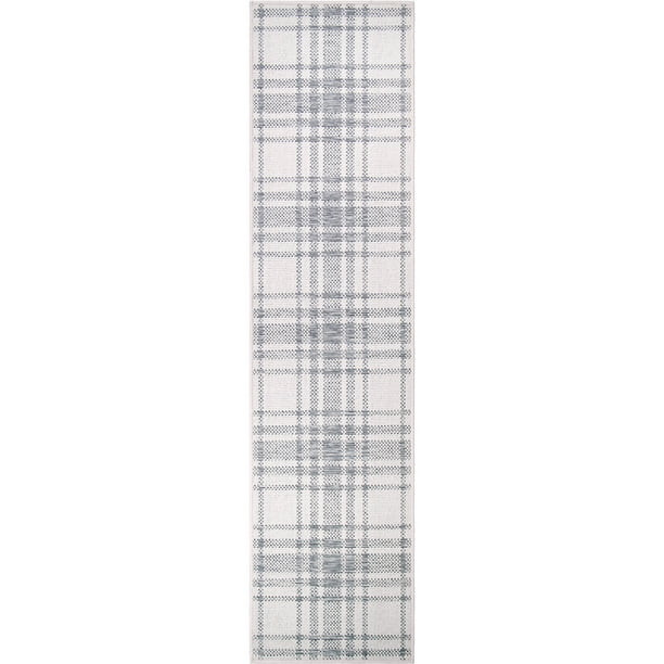 My Texas House Hampshire Plaid Reversible Indoor/ Outdoor Area Rug, Natural Skyview, 2' x 8' Runn... | Walmart (US)